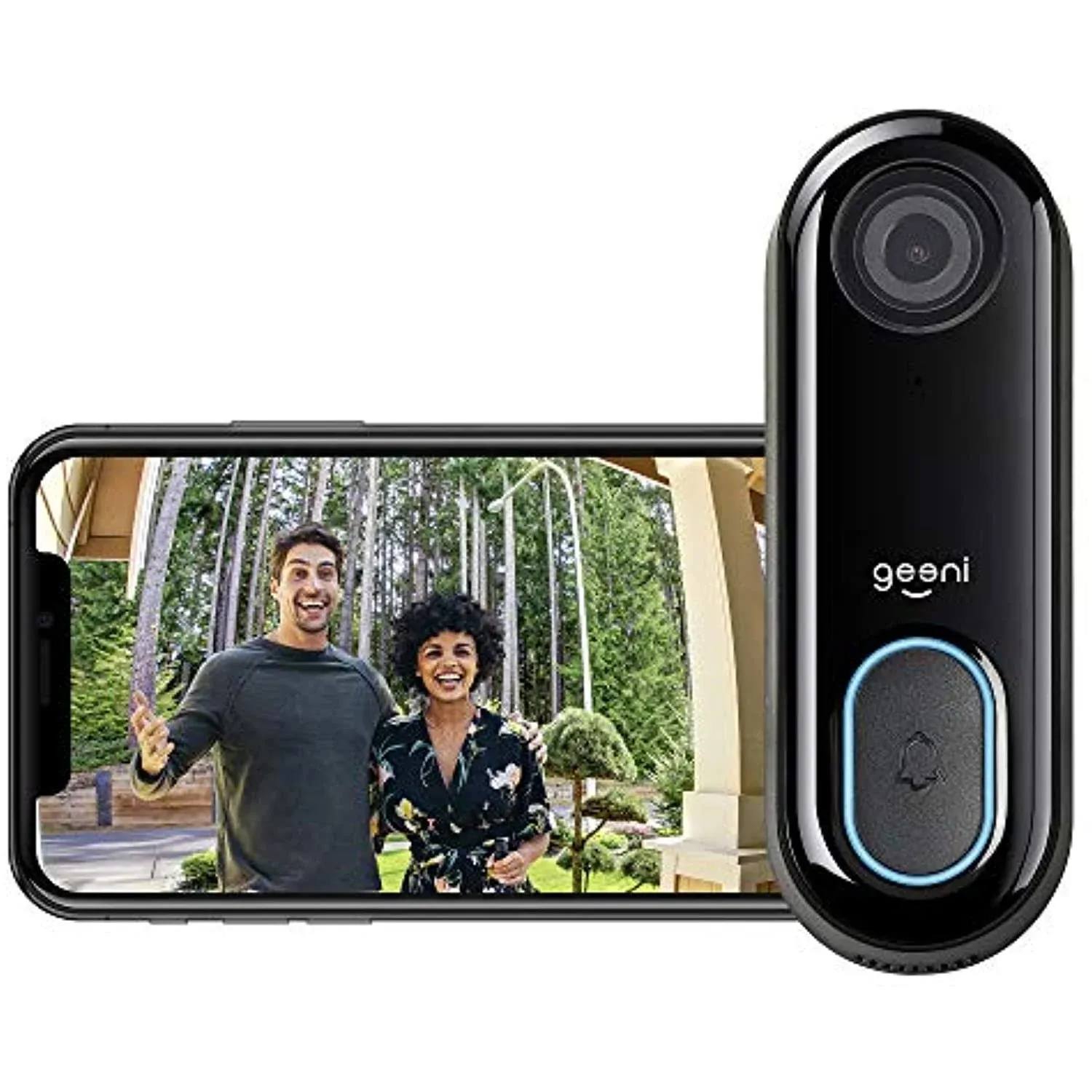 Geeni DOORPEEK Video Doorbell - HD 1080p Video Quality,, Black