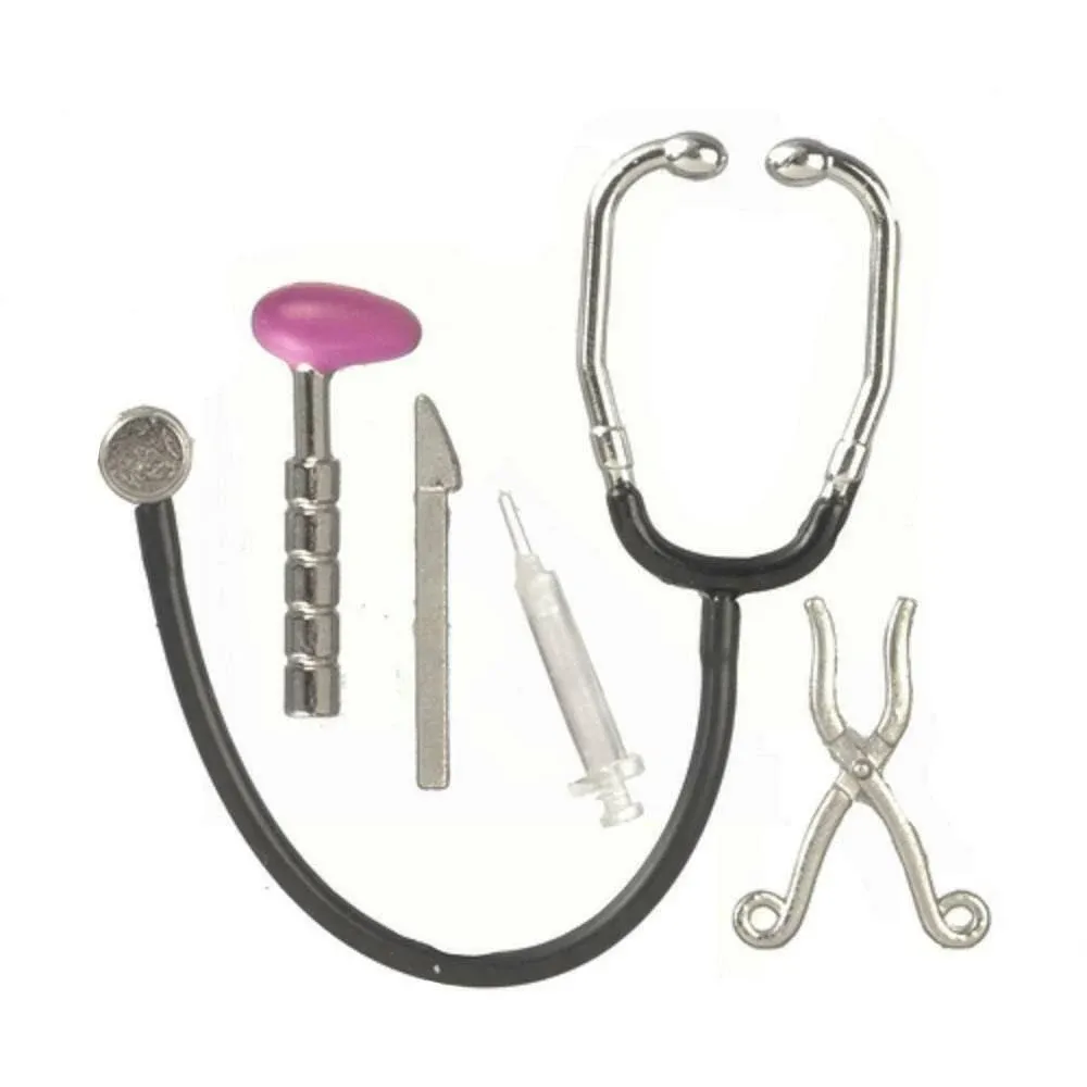 Melody Jane Dollhouse Accessory Doctors Set Stethoscope Injection Scissors Knee ...