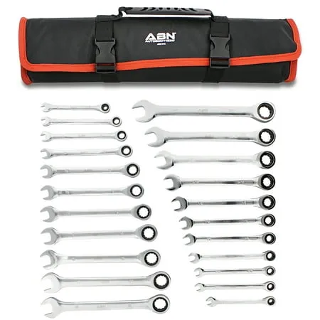 ABN Combo Ratchet Wrench Set SAE and Metric Sizes - 22 Pc Ratcheting Wrench Set