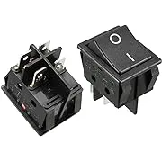 5pcs 20A/125V 22A/250V DPST 4 Terminal 2 Position Boat Rocker Switch UL Listed, Black