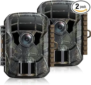 CAMPARKCAM 2 Pack Trail Camera - Game Camera 24MP 1080P Motion Activated Trail Cam Scouting Hunting Cam Wildlife with 2.0 LCD Screen 120° Wide Angle Lens Night Vision Waterproof