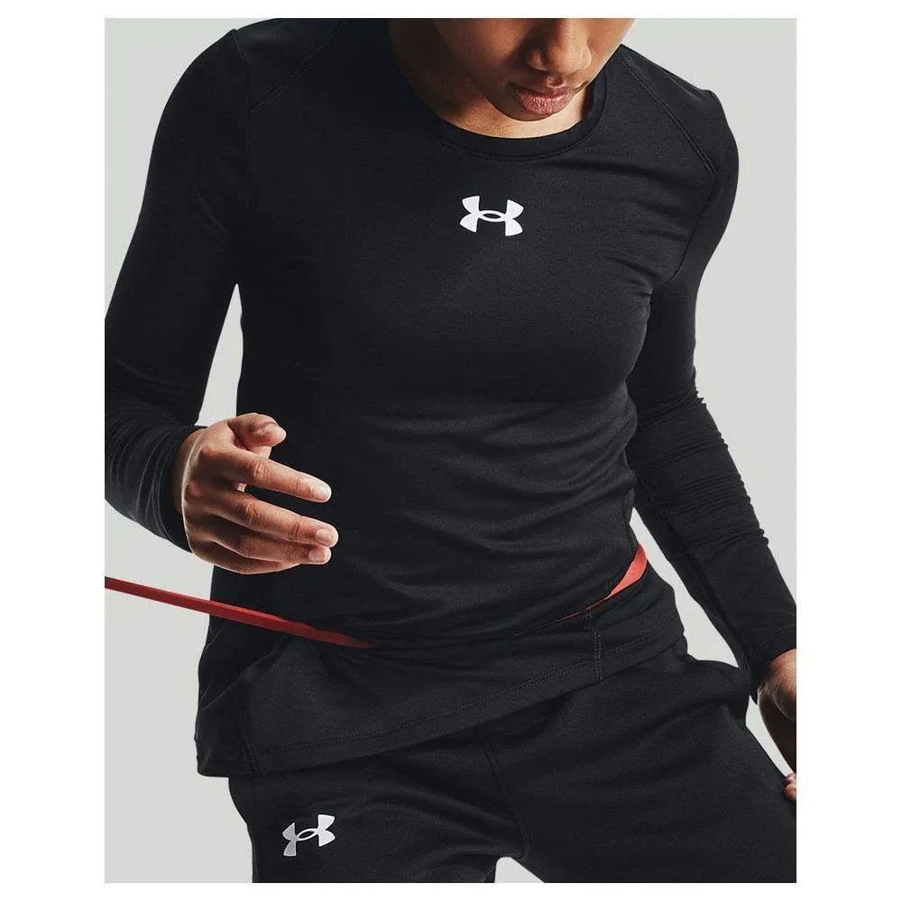 Under Armour Girls' ColdGear Crew Long Sleeve - Black, YSM