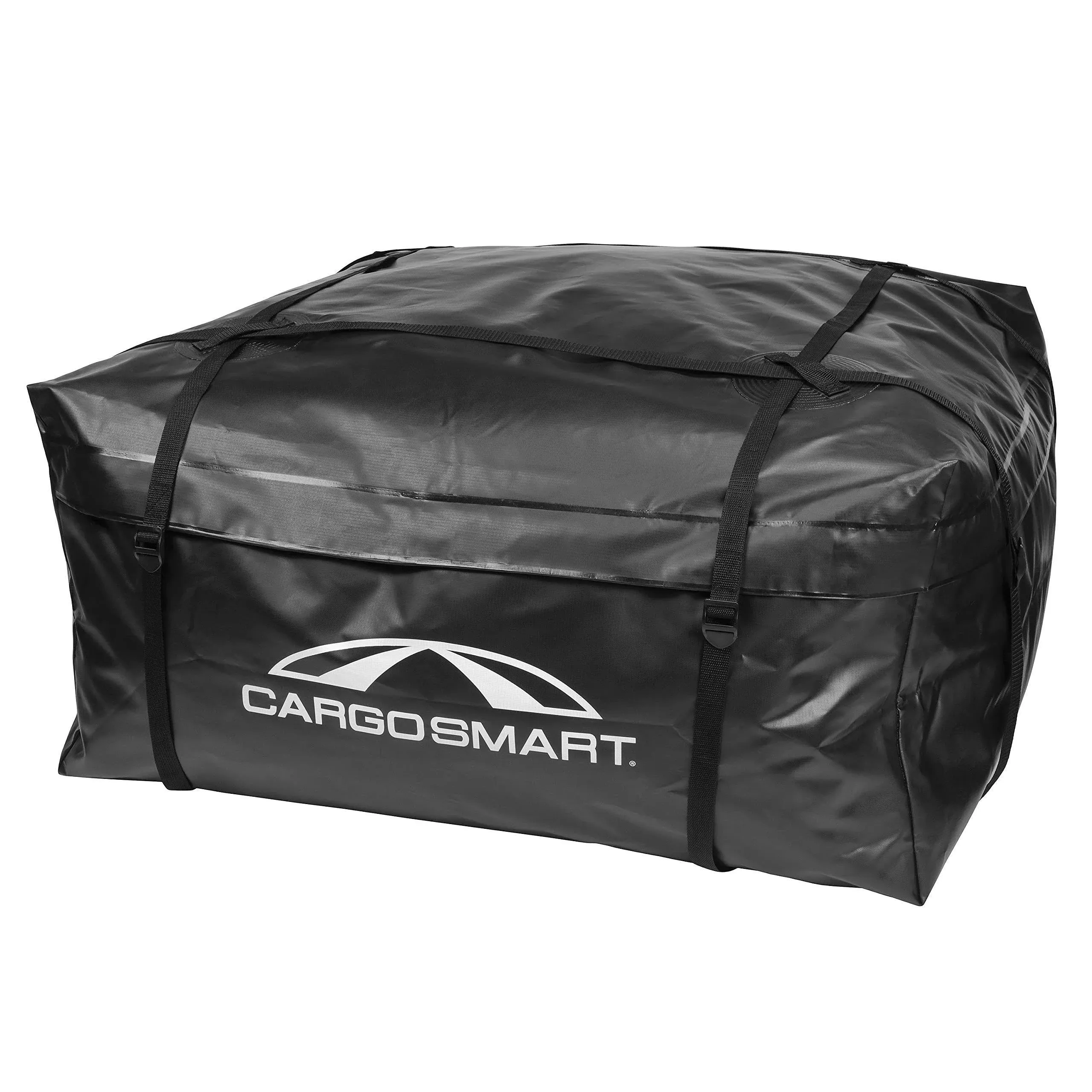 CARGOSMART CargoSmart Soft Sided Car Top Cargo Bag, 38”x38”x18” – Adds up to 15 Cubic Feet of Storage – Easily Mounts to Vehicle’s Roof Rack or Roof Top Basket – Heavy-Duty Vinyl, Black