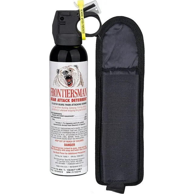 SABRE Frontiersman 9.2 Ounces, Bear Spray with Belt Holster, White, 9.5 in., 1 Ct, Adult