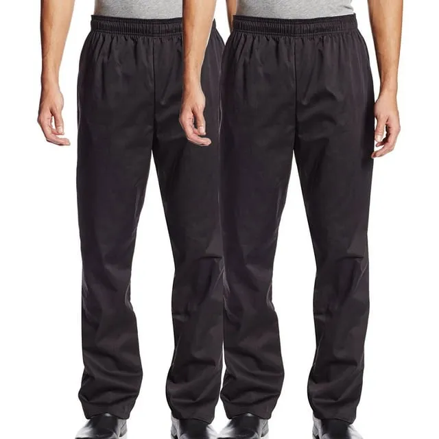 2-PACK Chef Code Baggy Chef Pants with Wide 2 Elastic Waist Black S