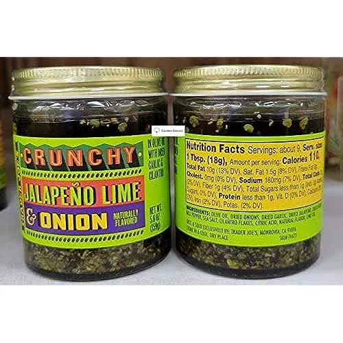 Trader Joes Crunchy Jalapeno Lime & Onion 5.6oz 159g (Two bottles)