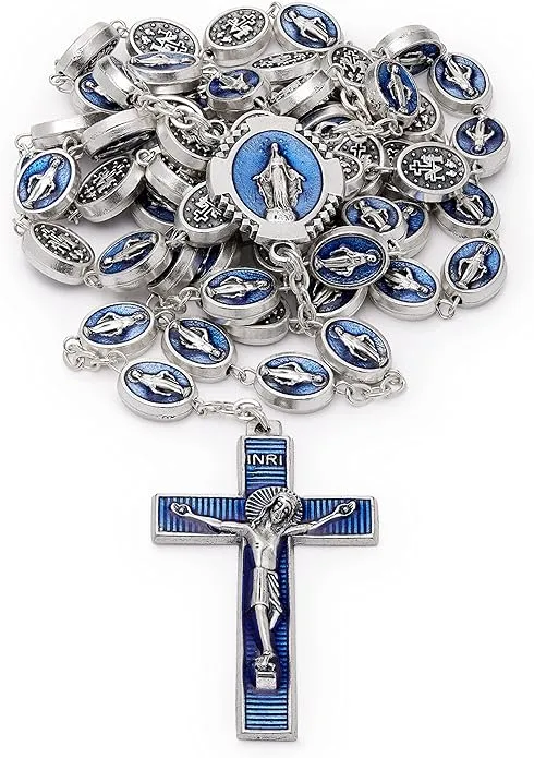 Mondo cattolico Blessed Our Lady of The Miraculous Medal Rosary with Oval Blue ...