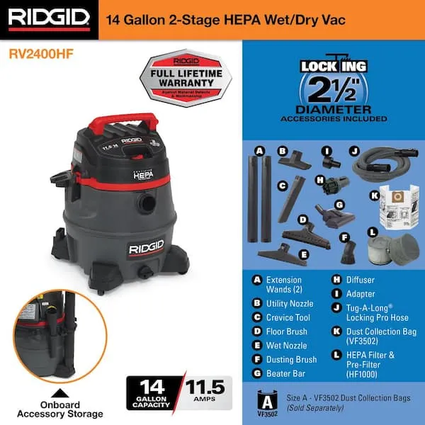 Ridgid 14 Gallon HEPA Wet/Dry Vacuum