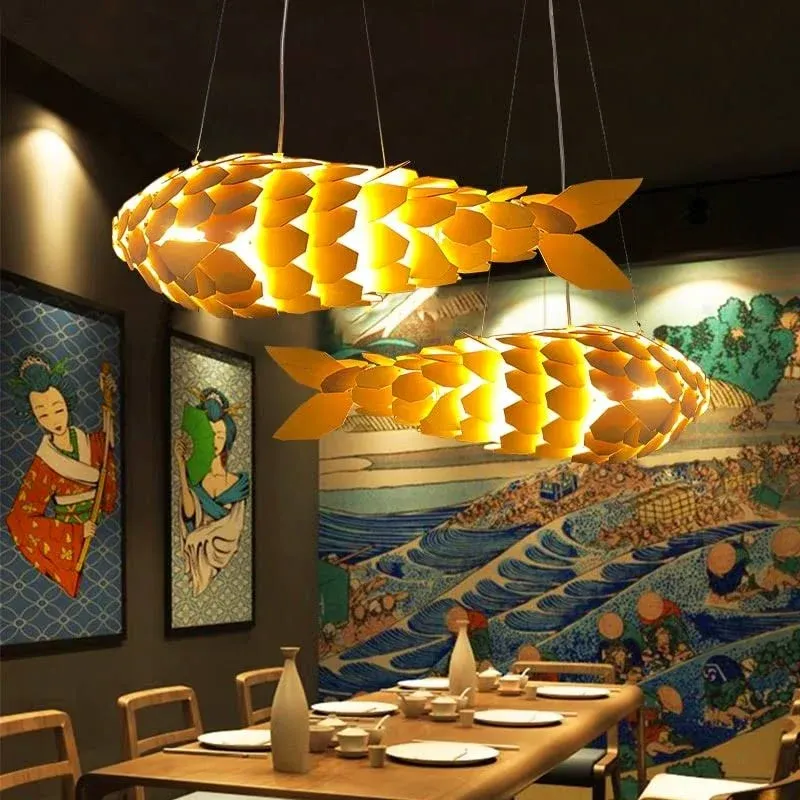 Unique Wooden Vivid Fish-Shape Pendant Light