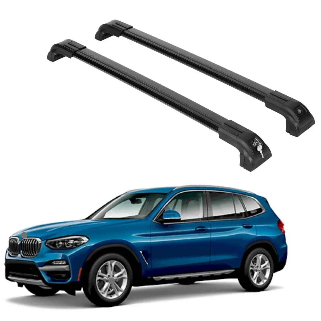 Erkul Strong Roof Rack Crossbars Fits BMW X3 2018-2023 (G01) Metal Mounts Black