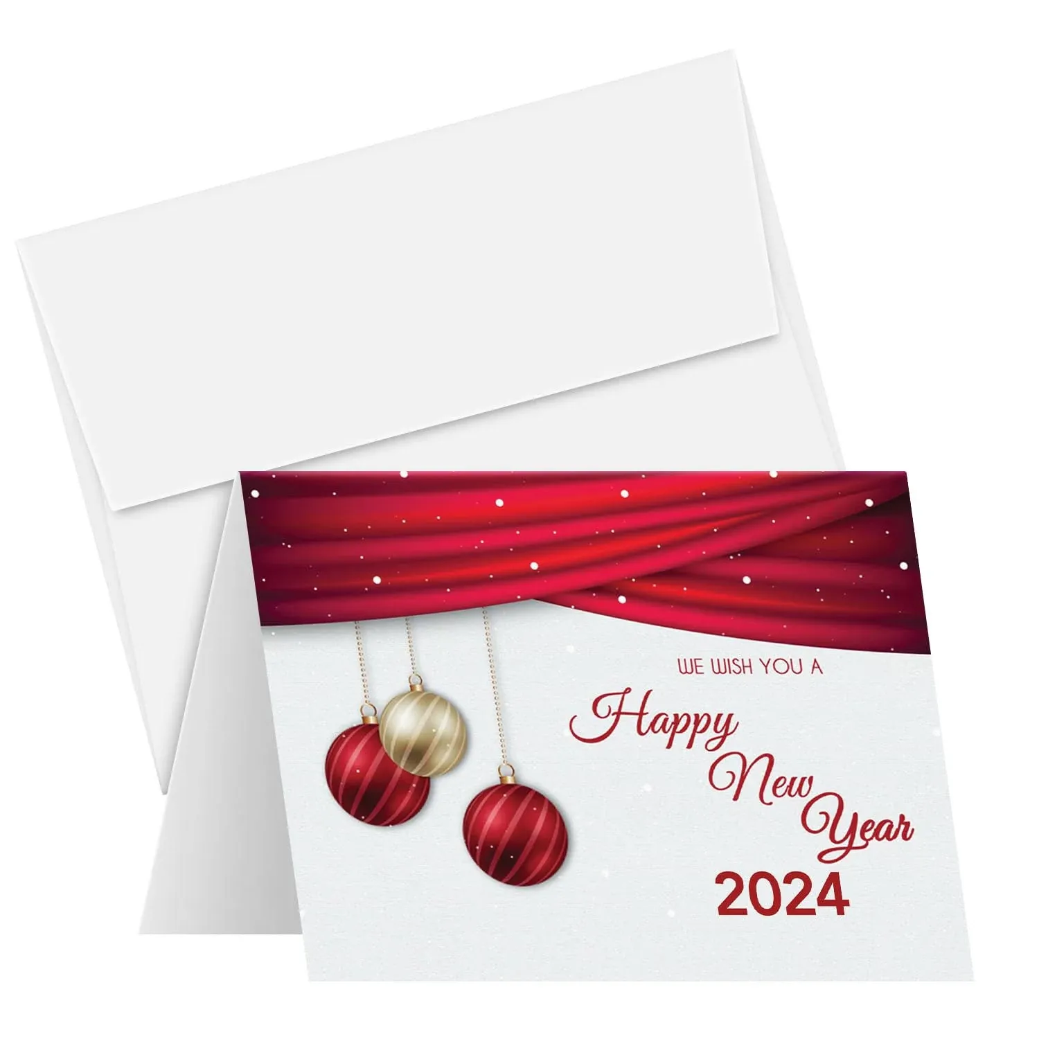 2024 Happy New Year Cards and Envelopes | Elegant Christmas, Holidays, Xmas, New ...