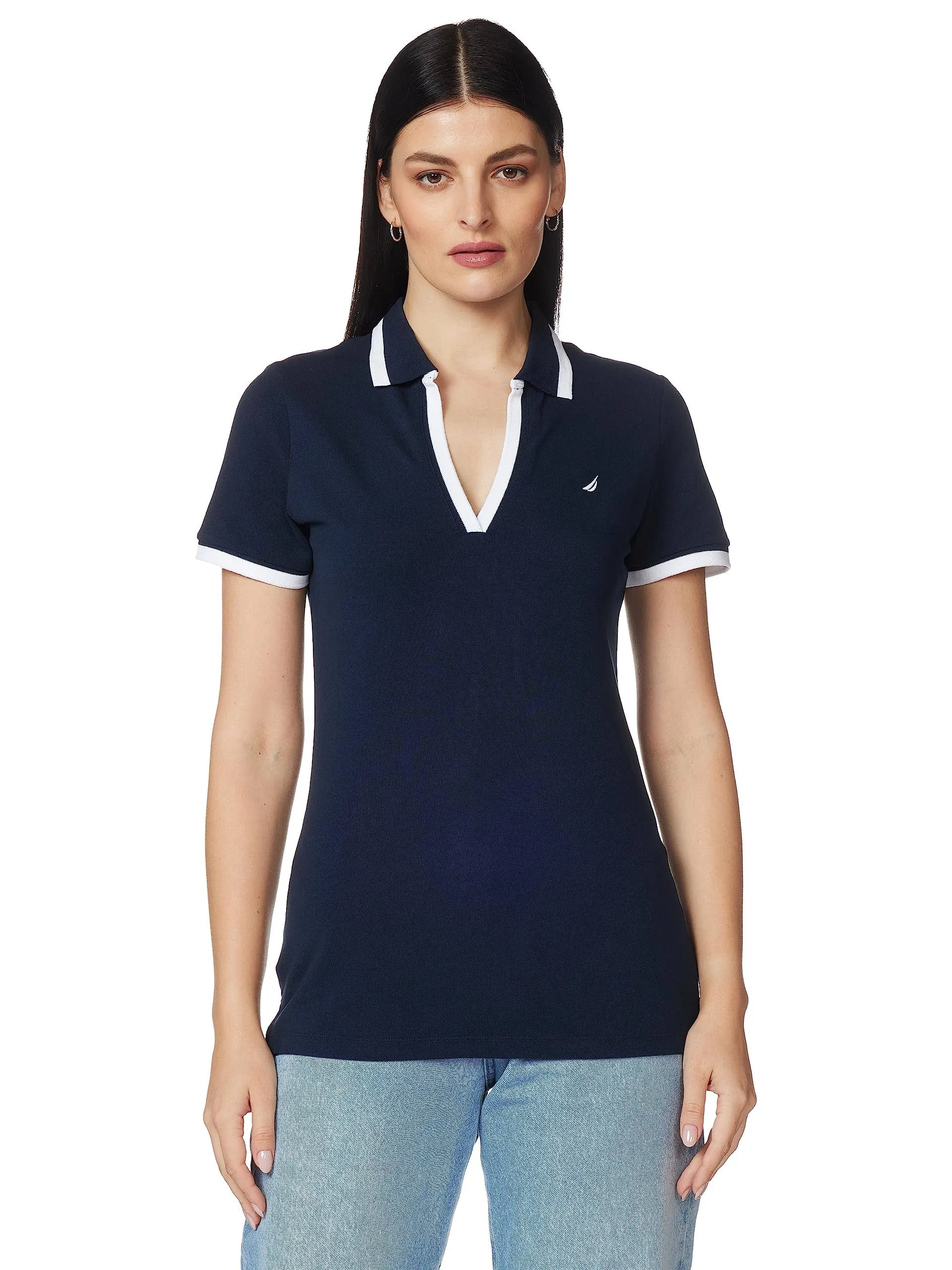 Nautica Women's Stretch Cotton Polo Shirt