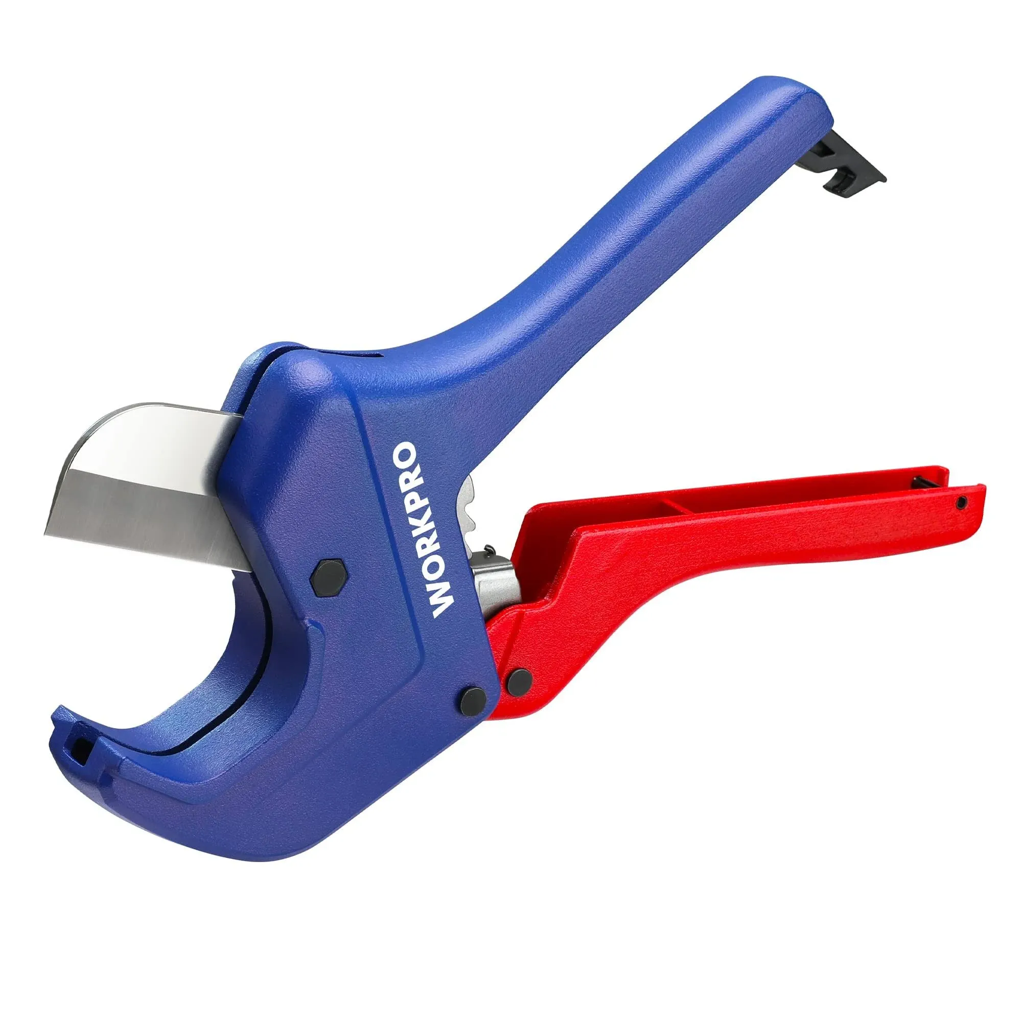 WORKPRO Ratchet PVC Pipe Cutter, Up to 1-5/8", Plastic Pipe and Tubing Cutter for PEX, PVC, PPR, and Plastic Hoses, High-quality Aluminum Die-casting Body with Sharp Stainless Steel Blades