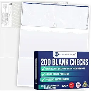 Signature Forms 200 Blank Check Stock-Check on Top-Blue Marble Pattern-compatible ...