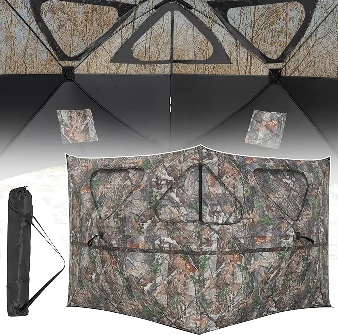 XProudeer Hunting Blind Hunting Chair Ground Blind See Through Deer Blinds Portable Camouflage Pop Up Blinds