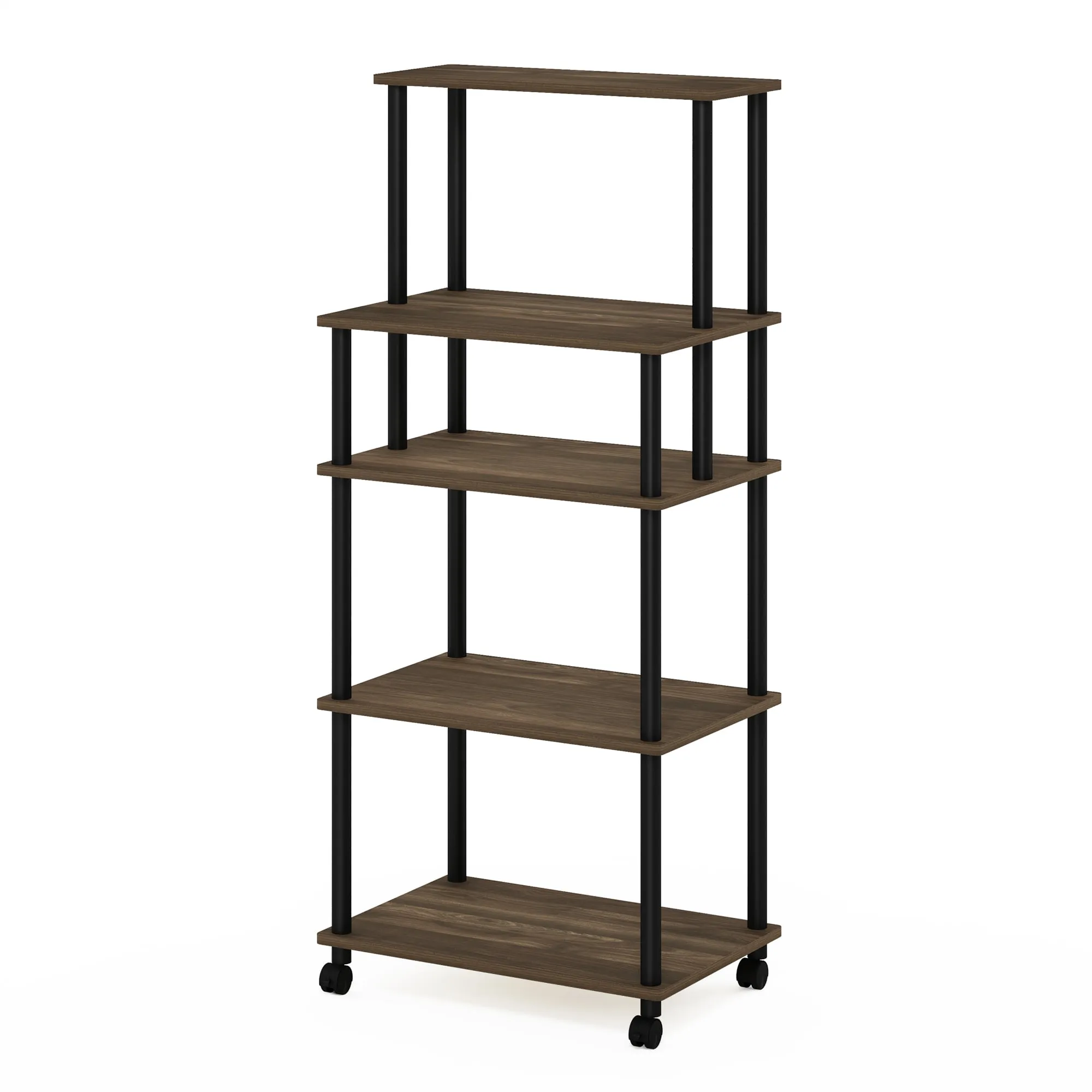 Furinno Turn-N-Tube 5-Tier Toolless Multipurpose Printer Stand Display Storage Shelf with Wheels