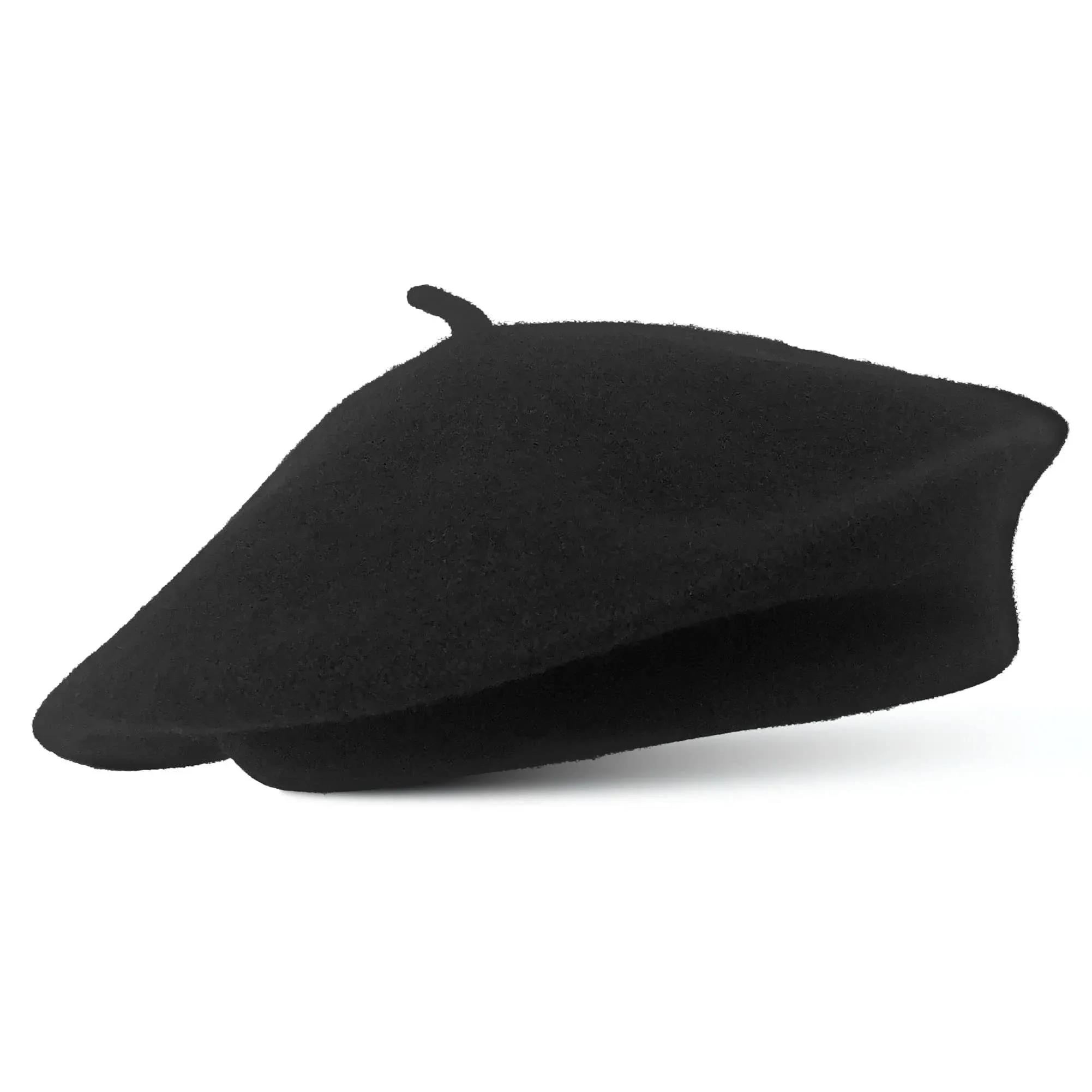 CHAPEAU TRIBE Classic Stretchable Wool French Beret 7 1/4-7 3/8, Black 