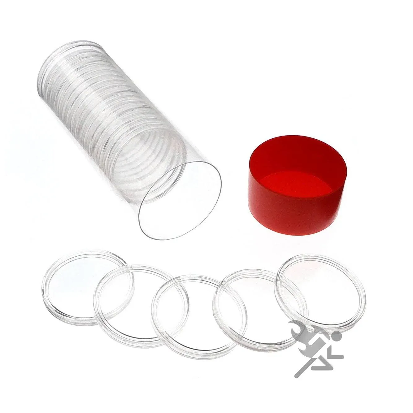 20 Air-Tite H38 Direct Fit 1oz Silver Dollar Coin Holders &amp; Red Capsule Tube