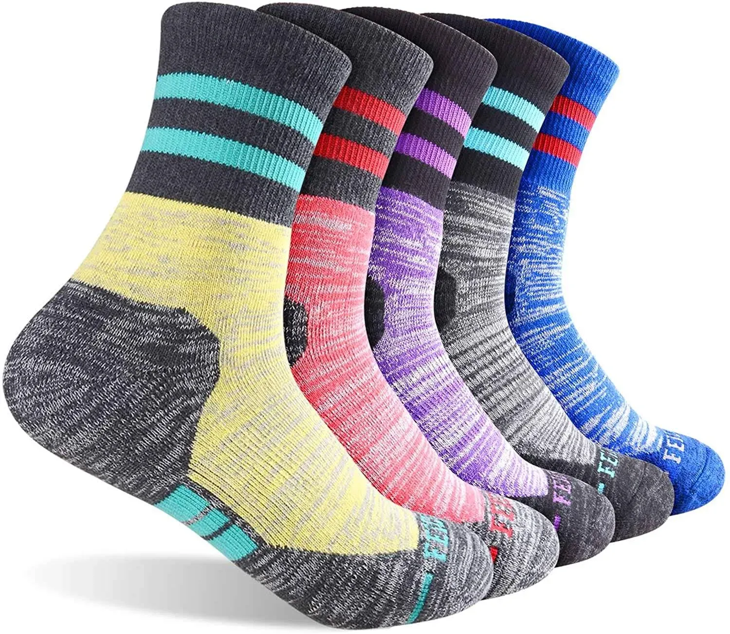 FEIDEER Women&#039;s Hiking Walking Socks, 4-Pack Outdoor Recreation Socks Wicking Cu