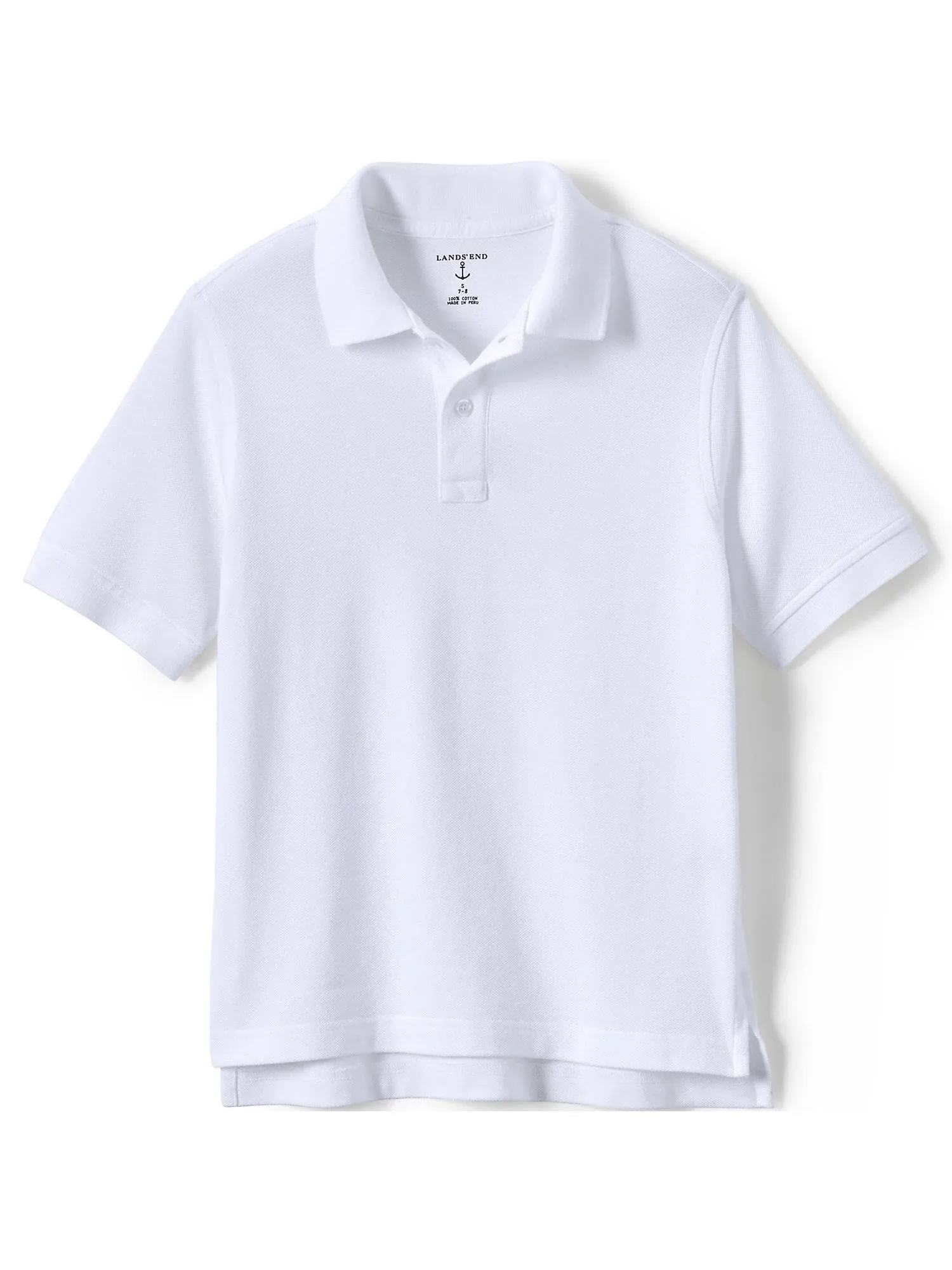 Lands' End School Uniform Kids Short Sleeve Mesh Polo Shirt - Small - White