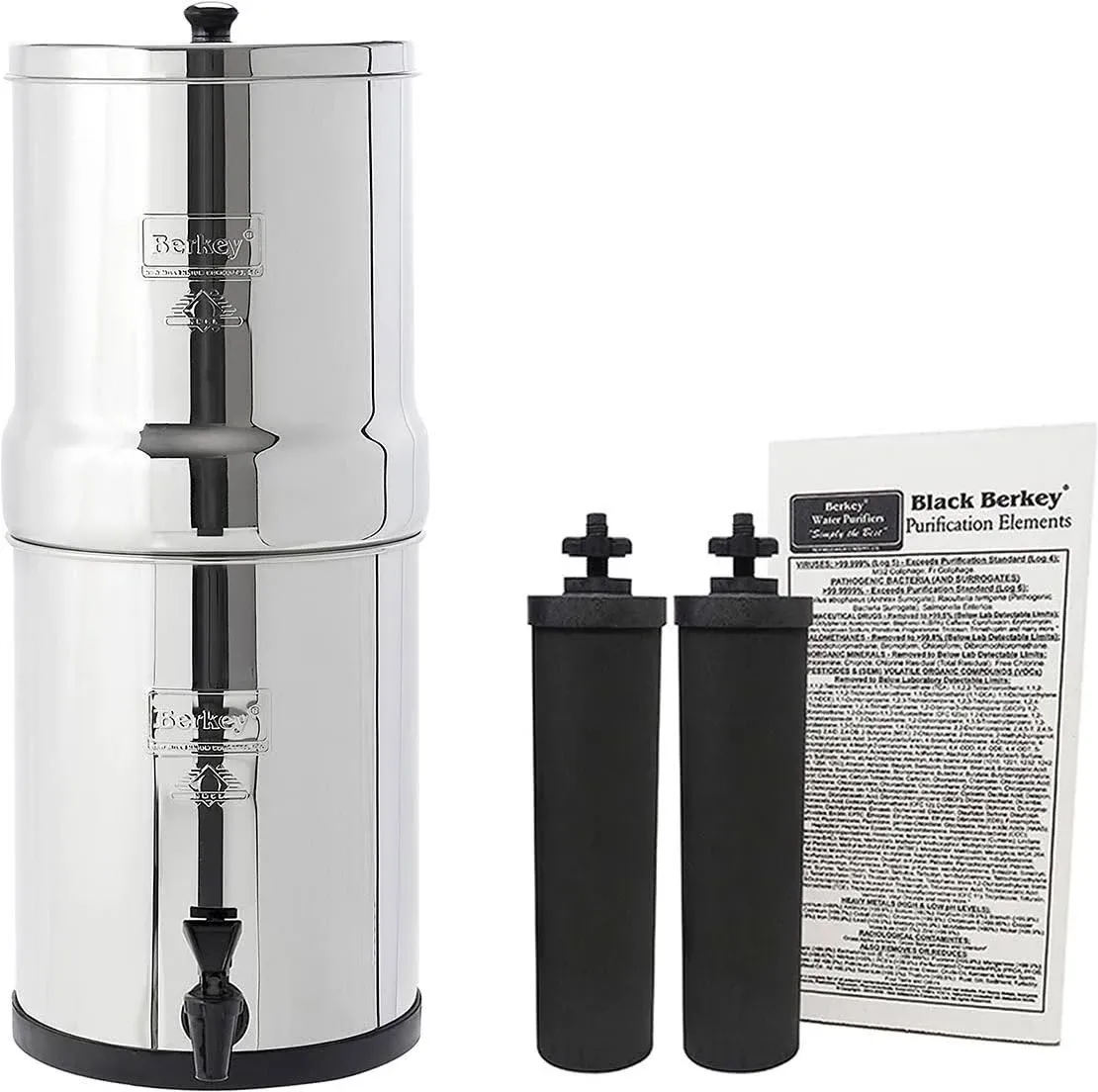 Berkey Travel Stainless Steel Water Filtration System BT2X2-BB