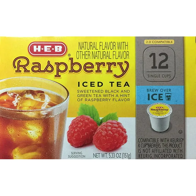 H.E.B Iced Tea Single Serve Cups 12 cts. Raspberry (Pack of 2) 