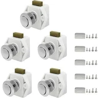 LENKRAD Push Button Latch Door Catch Keyless Push Button, Push Button Cabinet Knobs for RV Yachts Motorhome Camper Caravan(5 Packs)