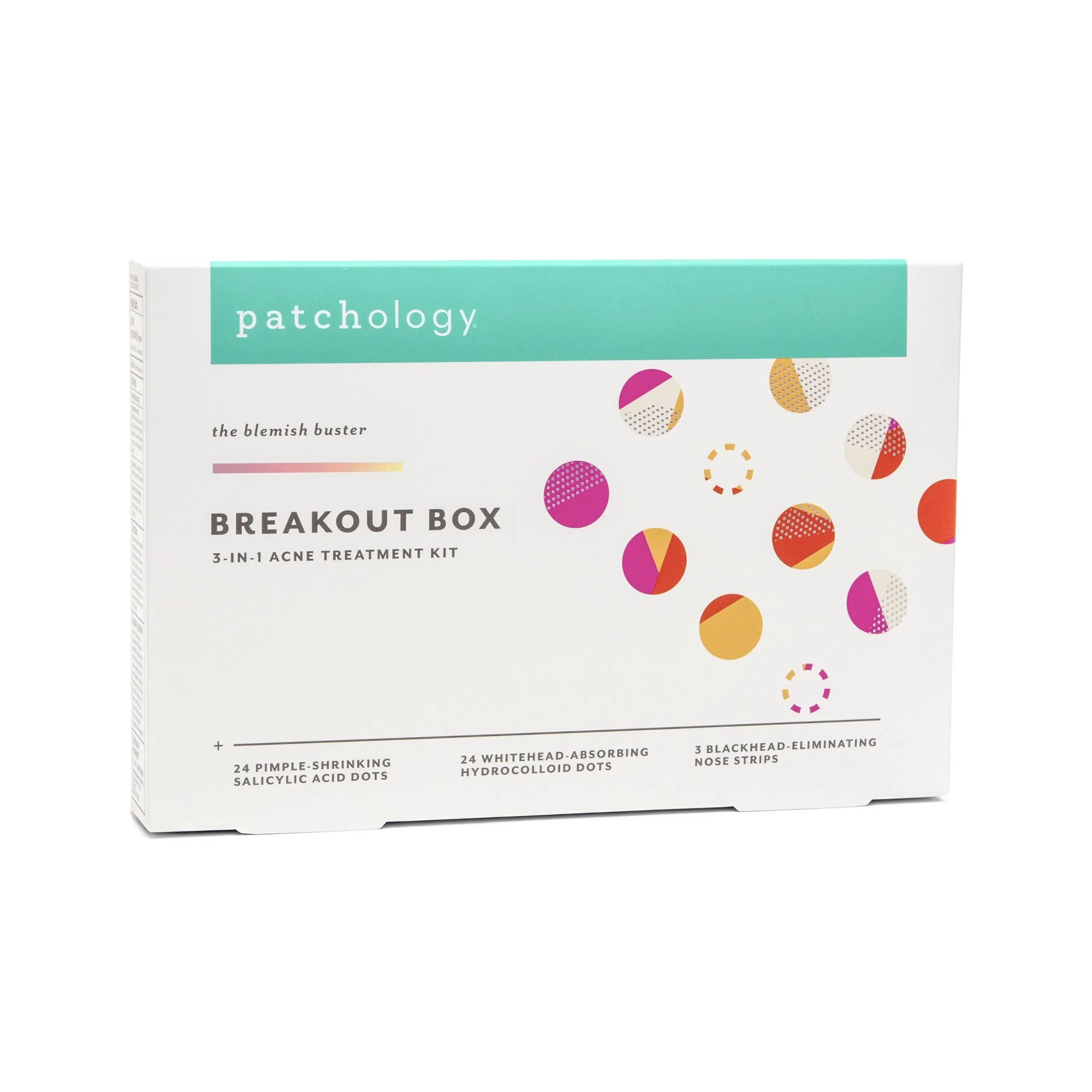 Patchology Breakout Box 3-in-1 Pimple & Acne Spots Treatment Patch Kit with 3 Nose Strips, 24 Salicylic Acid Dots, and 24 Hydrocolloid Dots - For Men and Women - Dark Spot Patches for Face