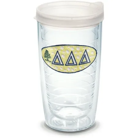 Tervis Sorority - Delta Delta Delta Made in USA Double Walled Insulated Tumbler Travel Cup Keeps Drinks Cold & Hot 16oz - Clear Lid Primary Logo