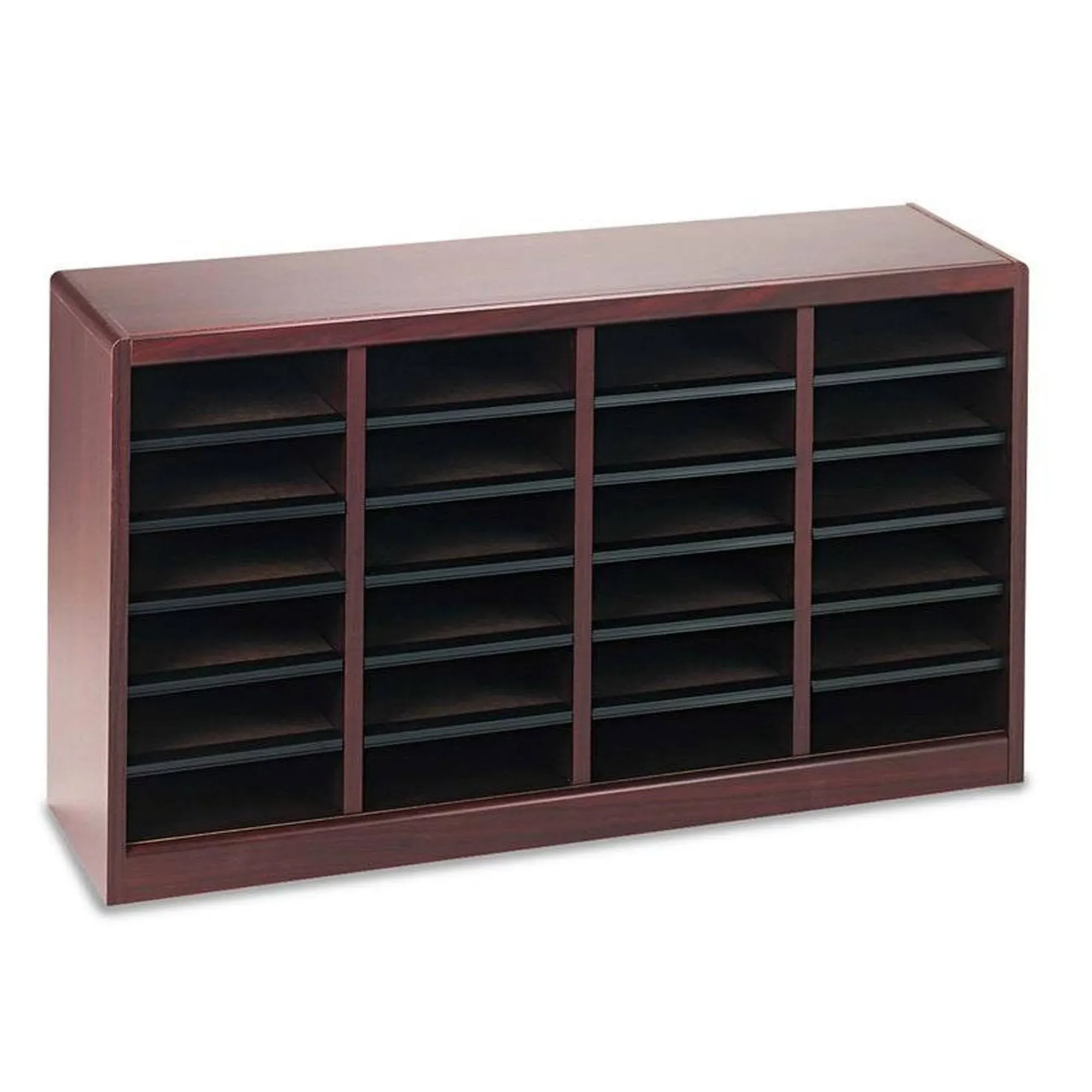 Safco E-Z Stor Wood Literature Organizer 24 Compartments - Mahogany