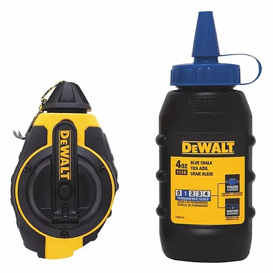 DEWALT Chalk Line Reel: 3:1, 100 ft Line Lg, Blue, 8 oz Fill Wt, Turn Cap Door, Blue