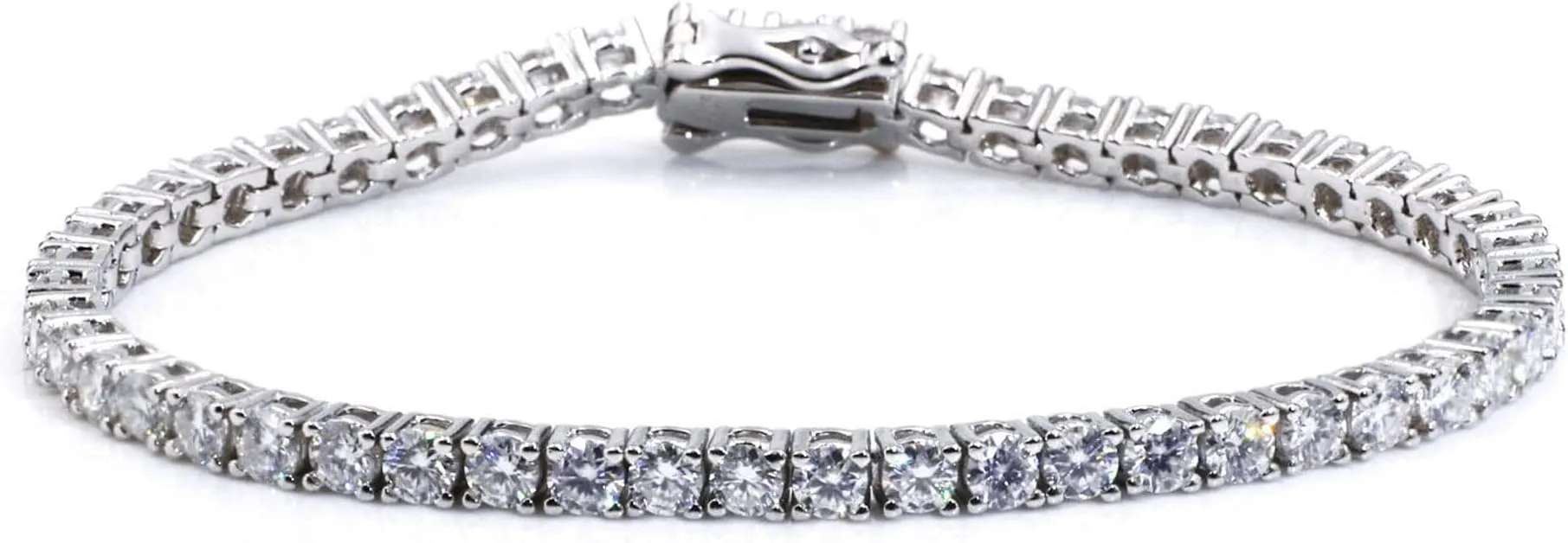 5.2-17 Carats Moissanite Diamond Tennis Bracelet for Women Men 18k White Gold Gold Plated 925 Sterling Silver Bracelet 3mm/4mm/5mm DEF Color VVS Round Cut Lab Created Moissanite Diamond Bracelet with GRA Certificate