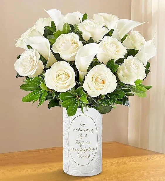 From You Flowers - With All Our Sympathy Lily Arrangement with Free Vase (Fresh Flowers) Birthday, Anniversary, Get Well, Sympathy, Congratulations