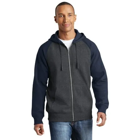 Sport-Tek Raglan Colorblock Full-Zip Hooded Fleece Jacket