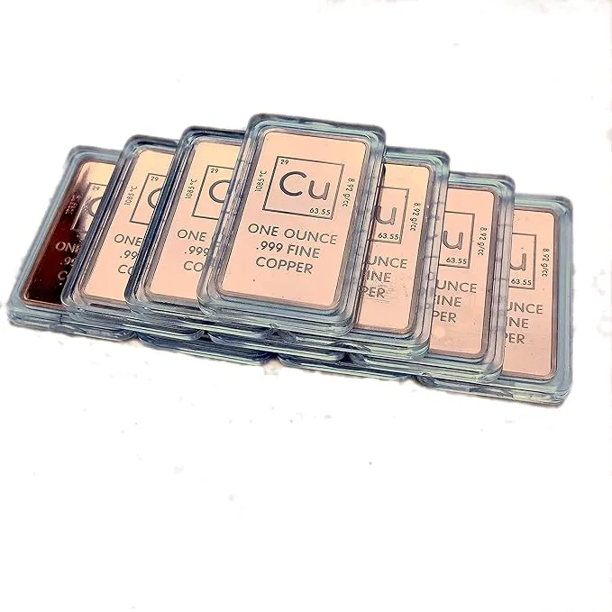 Unique Metals Pack of 10 of One Troy Ounce Copper Bar