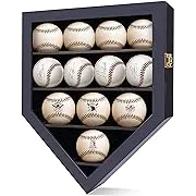 Baseball Display Case Baseball Case Baseball Holders for Balls Display Baseballs 20 Pack Wall Display Box 92% Clear Antifade UV Protection with Gold Locks for ​Homerun Autograph Ball Extra Large Black