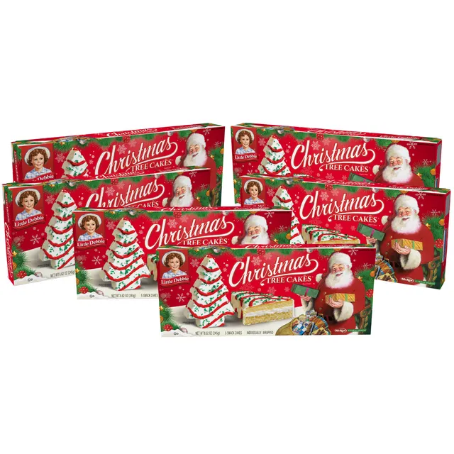 Little Debbie Christmas Tree Cakes, Boxes, 30 Individually Wrapped Snack, Vanilla, 6 Count