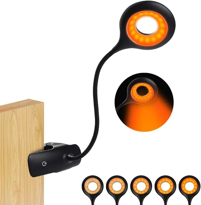 Clip On Reading Light For Bed Headboard Rechargeable 16 Led Amber Book Light 5 B