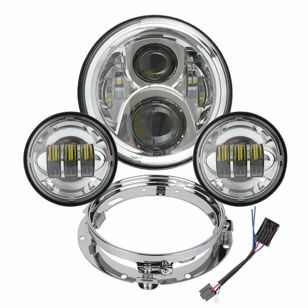 7 inch LED Headlight with 4.5 inch Matching Passing Lamps for Harley Davidson Classic