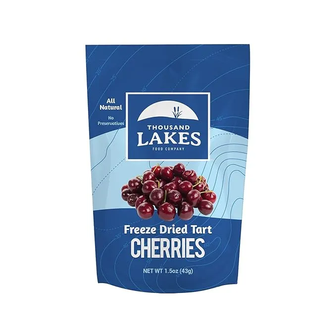 Thousand Lakes Freeze Dried Fruit - Tart Cherries 1.5 Ounces No Sugar Added 100 Cherries