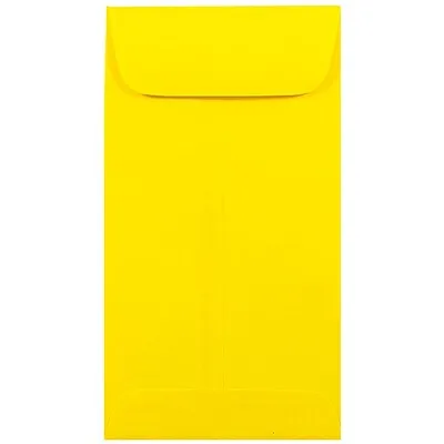 JAM Paper #7 Coin Business Colored Envelopes, 3.5 x 6.5, Yellow Recycled, 50/Pack (1526761I)