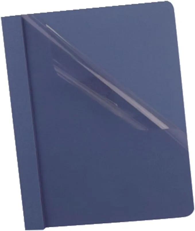 Oxford Clear Front Report Cover, 3 Fasteners, Letter, 1/2" Capacity, Dark Blue, 25/Box