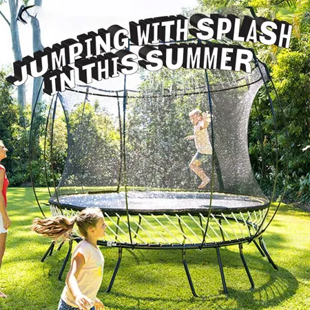 Outdoor Trampoline Water Play Sprinklers for Kids Fun Water Park Summer Toys Trampoline Accessories ( 39 ft Black )