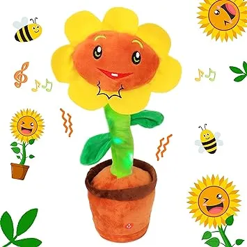 Spark Create Imagine Learning Bilingual Talking and Dancing Plush Sunflower, Lights Up, Repeats What You Say