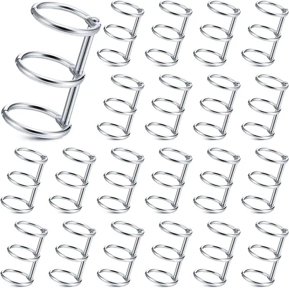 Boao 20 Pieces 3 Ring Metal Loose Leaf Binders Book Rings Snap Split Hinged with 20 mm Inner Diameter for DIY Travel Diary, Photo Album, Binding Spines Combs (Silver)