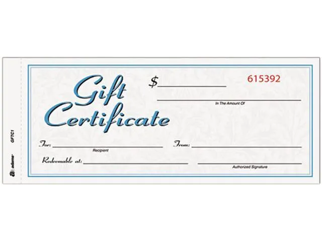 Adams Gift Certificates w/Envelopes 8 x 3 2/5 White/Canary 25/Book GFTC1