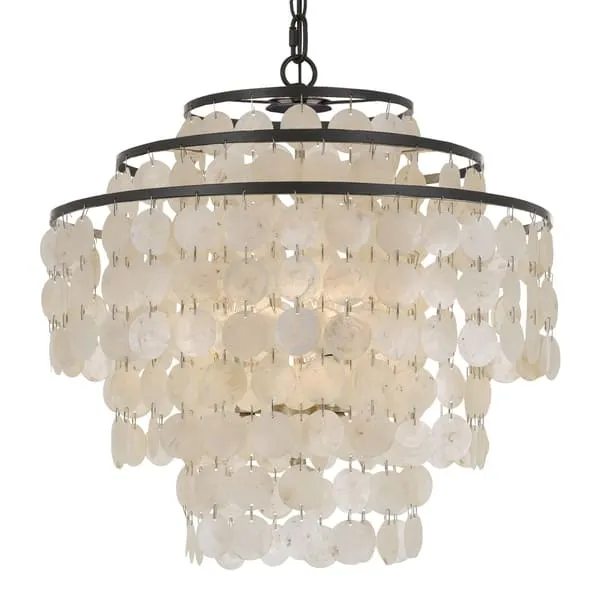 Brielle 4-light Dark Bronze/ Capiz Shell Chandelier - Bed Bath & Beyond - 28711963