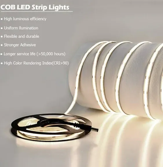 Cob Led Strip Lights Flexible Cob Led Light Strip 480leds/m 5m/16.4ft Dc24v 4000