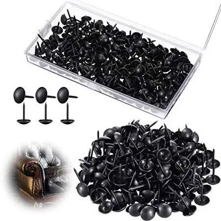 Black Upholstery Tacks, 7/16 Inch Decorative Furniture Tacks Black Thumb Tacks U