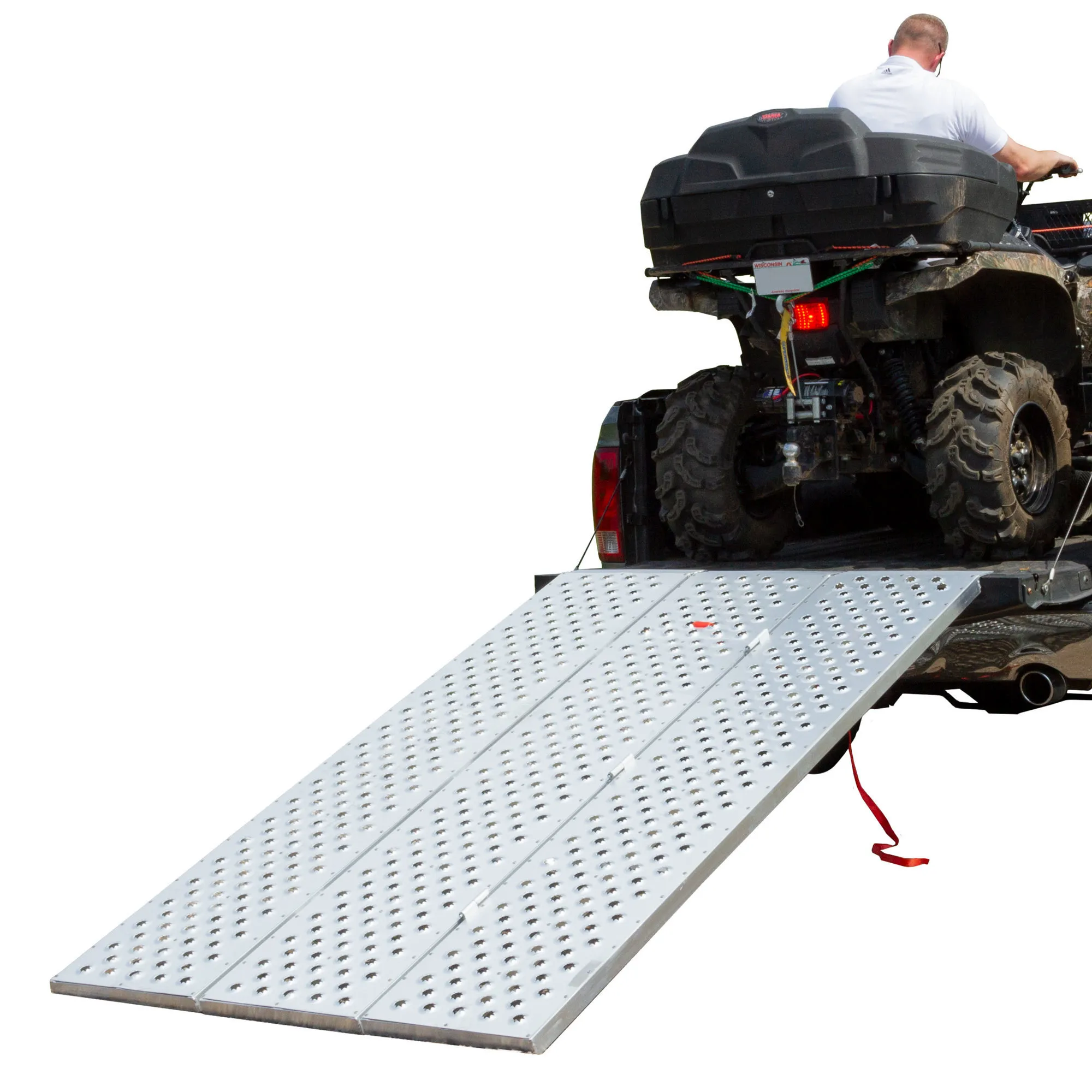 Black Widow, 7ft. 9Inch x 53.5Inch Alum. Punch Plate Tri-Fold ATV Ramp, Material Aluminum, Capacity 1500 lb, Model TFP-9354